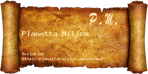 Planetta Milica névjegykártya